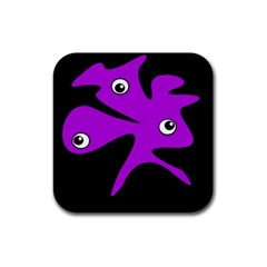 Purple amoeba Rubber Square Coaster (4 pack) 