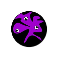 Purple Amoeba Rubber Round Coaster (4 Pack) 