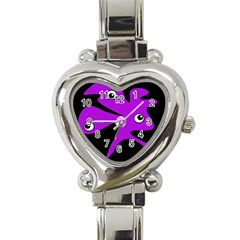 Purple amoeba Heart Italian Charm Watch