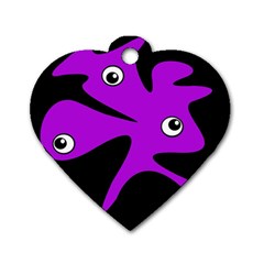 Purple amoeba Dog Tag Heart (One Side)