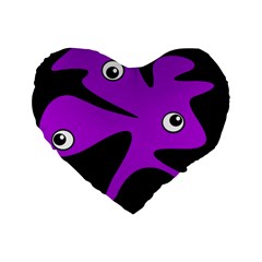 Purple amoeba Standard 16  Premium Heart Shape Cushions