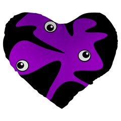 Purple amoeba Large 19  Premium Heart Shape Cushions