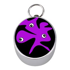 Purple amoeba Mini Silver Compasses