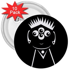 Black And White Voodoo Man 3  Buttons (10 Pack)  by Valentinaart