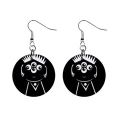 Black And White Voodoo Man Mini Button Earrings by Valentinaart