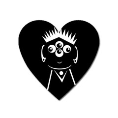 Black And White Voodoo Man Heart Magnet by Valentinaart