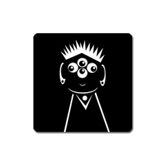 Black And White Voodoo Man Square Magnet by Valentinaart