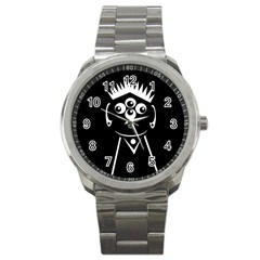 Black And White Voodoo Man Sport Metal Watch by Valentinaart