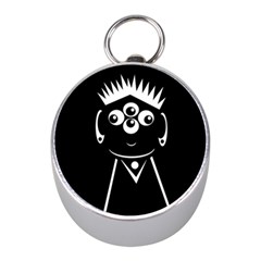 Black And White Voodoo Man Mini Silver Compasses