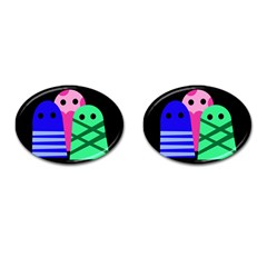 Three Monsters Cufflinks (oval) by Valentinaart