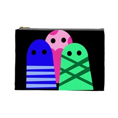 Three Monsters Cosmetic Bag (large)  by Valentinaart