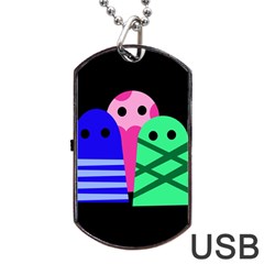 Three Monsters Dog Tag Usb Flash (two Sides)  by Valentinaart