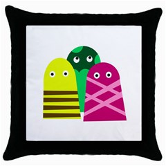 Three Mosters Throw Pillow Case (black) by Valentinaart