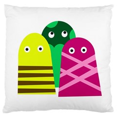 Three Mosters Large Cushion Case (one Side) by Valentinaart