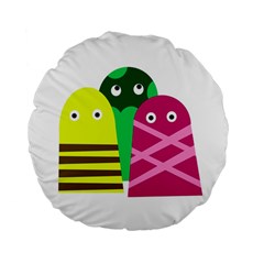 Three Mosters Standard 15  Premium Flano Round Cushions by Valentinaart