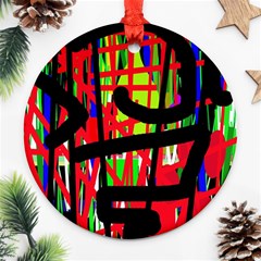 Colorful Abstraction Ornament (round)  by Valentinaart