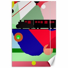 Abstract Train Canvas 24  X 36  by Valentinaart