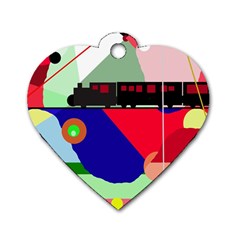 Abstract Train Dog Tag Heart (one Side) by Valentinaart