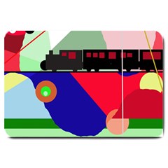 Abstract Train Large Doormat  by Valentinaart