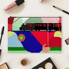 Abstract Train Cosmetic Bag (large)  by Valentinaart