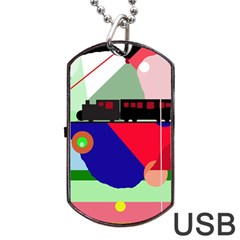 Abstract Train Dog Tag Usb Flash (one Side) by Valentinaart