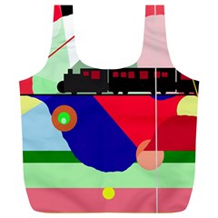 Abstract Train Full Print Recycle Bags (l)  by Valentinaart