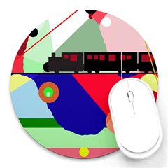 Abstract Train Round Mousepads by Valentinaart