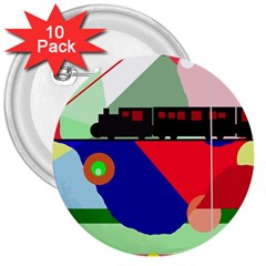 Abstract Train 3  Buttons (10 Pack)  by Valentinaart