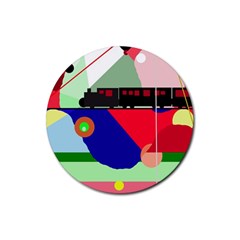 Abstract Train Rubber Coaster (round)  by Valentinaart