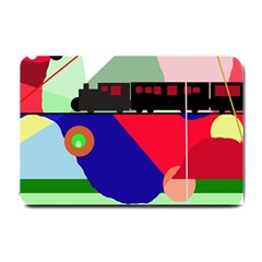 Abstract Train Small Doormat  by Valentinaart