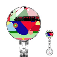 Abstract Train Stainless Steel Nurses Watch by Valentinaart