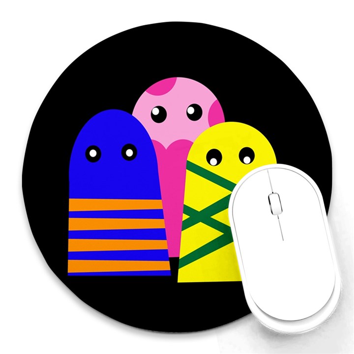 Three monsters Round Mousepads