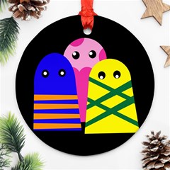 Three Monsters Round Ornament (two Sides)  by Valentinaart