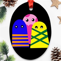 Three Monsters Oval Ornament (two Sides) by Valentinaart