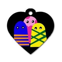 Three Monsters Dog Tag Heart (two Sides) by Valentinaart