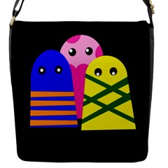 Three Monsters Flap Messenger Bag (s) by Valentinaart