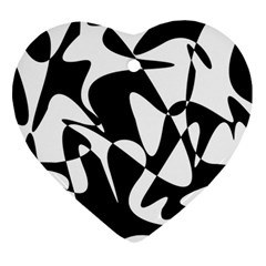 Black And White Elegant Pattern Ornament (heart)  by Valentinaart