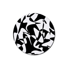 Black And White Elegant Pattern Rubber Coaster (round)  by Valentinaart