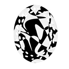 Black And White Elegant Pattern Oval Filigree Ornament (2-side)  by Valentinaart