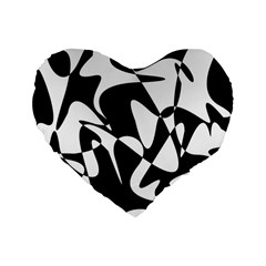 Black And White Elegant Pattern Standard 16  Premium Flano Heart Shape Cushions