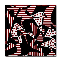 Red, Black And White Abstraction Tile Coasters by Valentinaart