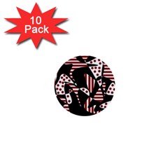 Red, Black And White Abstraction 1  Mini Buttons (10 Pack)  by Valentinaart