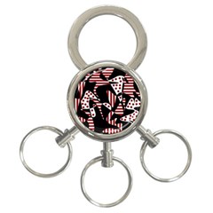 Red, Black And White Abstraction 3-ring Key Chains by Valentinaart