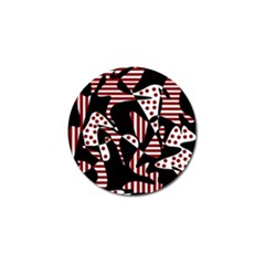 Red, Black And White Abstraction Golf Ball Marker (4 Pack) by Valentinaart