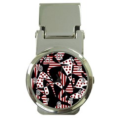 Red, Black And White Abstraction Money Clip Watches by Valentinaart