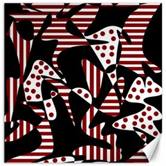 Red, Black And White Abstraction Canvas 16  X 16   by Valentinaart