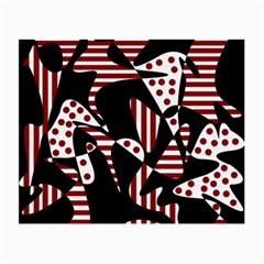 Red, Black And White Abstraction Small Glasses Cloth (2-side) by Valentinaart