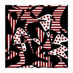 Red, Black And White Abstraction Medium Glasses Cloth by Valentinaart