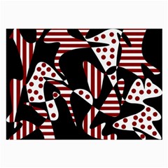 Red, Black And White Abstraction Large Glasses Cloth (2-side) by Valentinaart