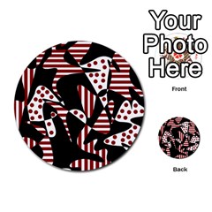 Red, Black And White Abstraction Multi-purpose Cards (round) 